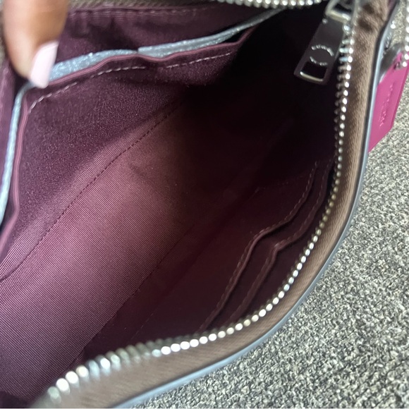 Coach Brown Signature Shoulder Bag with Pink Floral Accents - Picture 6 of 11